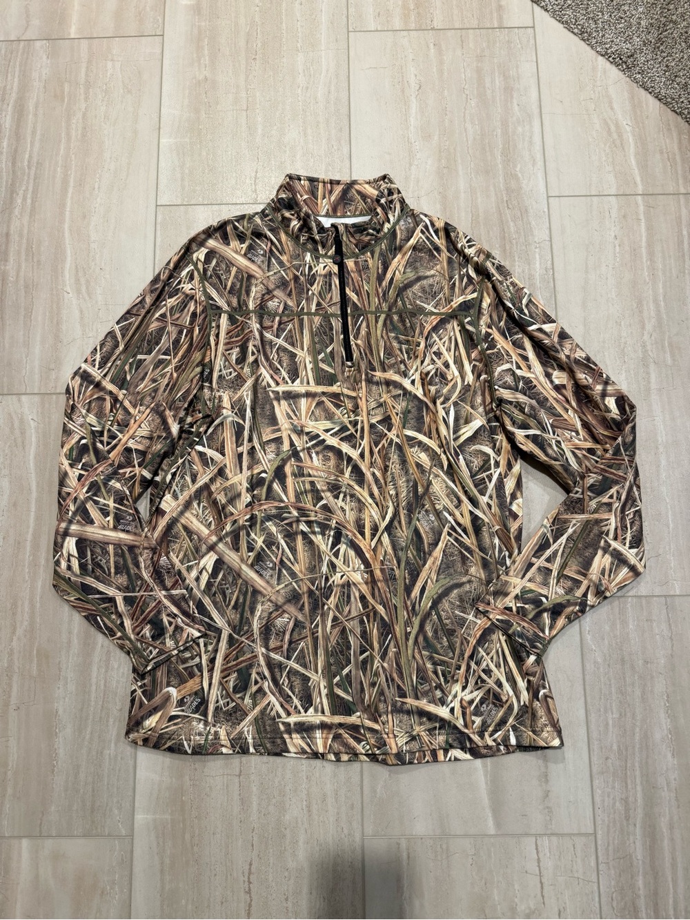 Men's Camo Quarter-Zip Long Sleeve Pullover - Brown/Tan